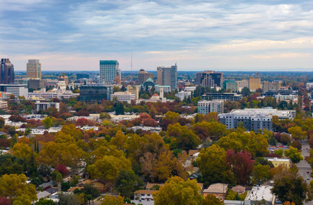 Aerial view of Modesto, California neighborhoods